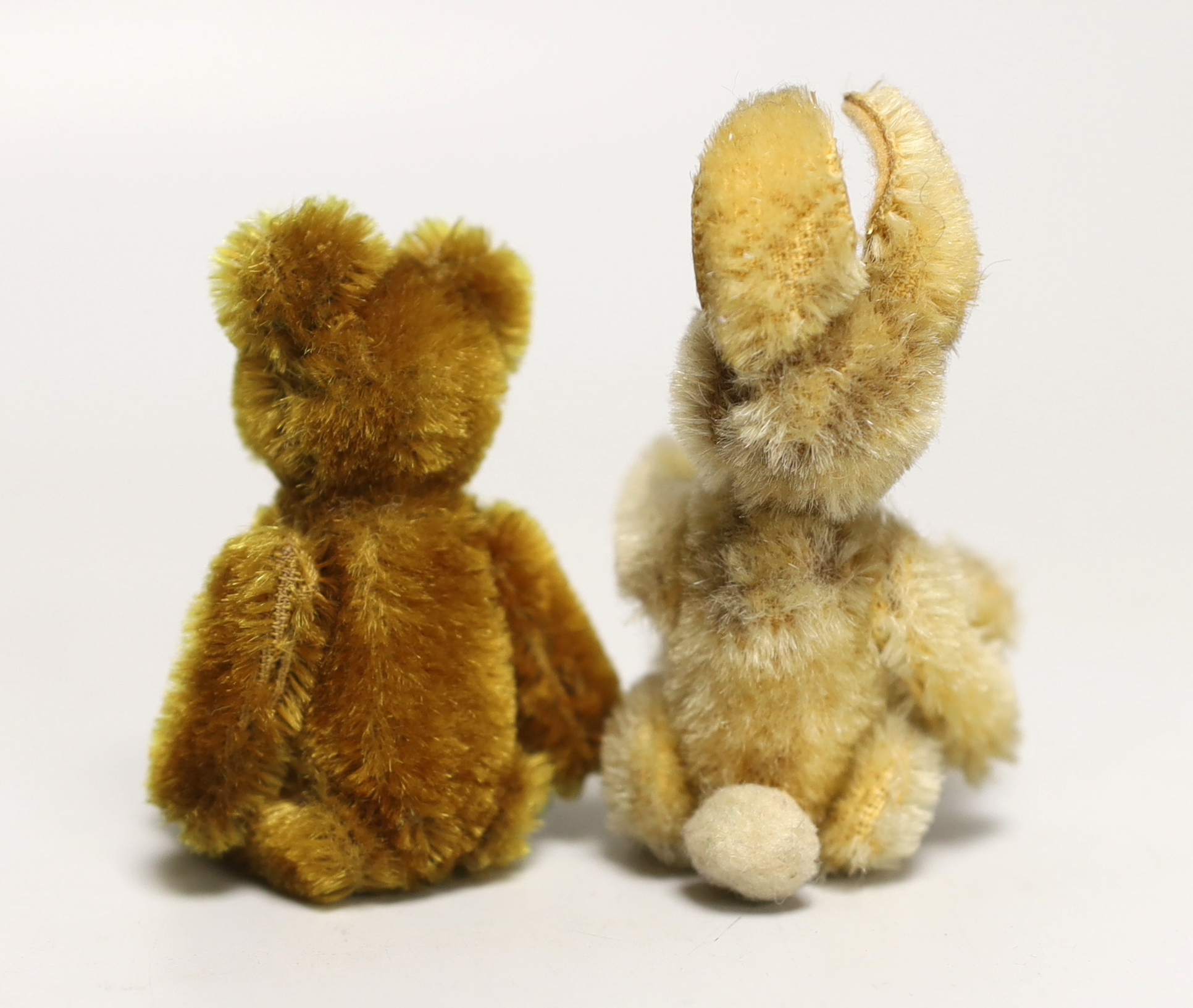 A Schuco rabbit, 1950's, 4in., some hair loss, and a Schuco bear, 1930's, 4in., excellent condition